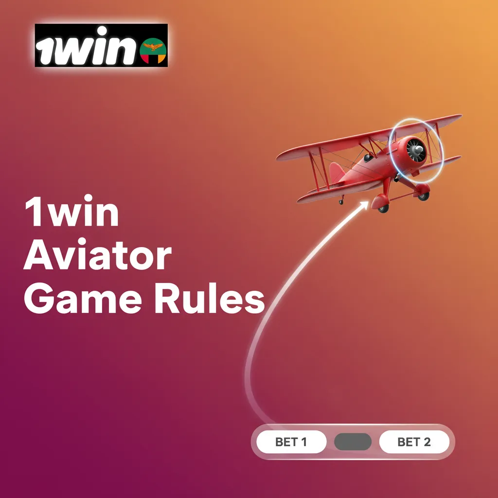 1win Aviator rules graphic: red plane climbs with multiplier; cash out before it flies away; auto bet; demo and ZMW stakes.